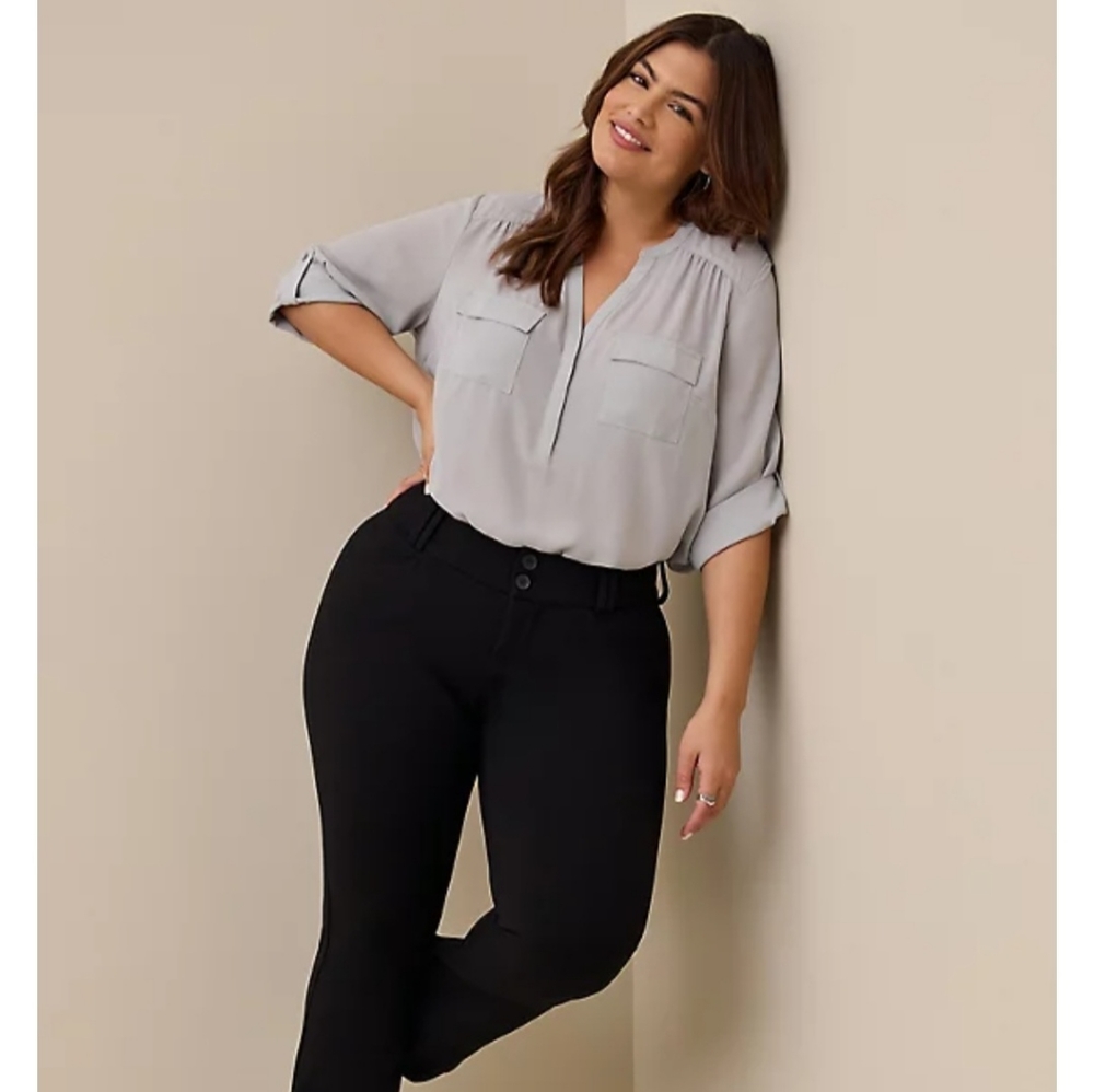Torrid 3X 3/4 Sleeve Gray Blouse NEW no tags